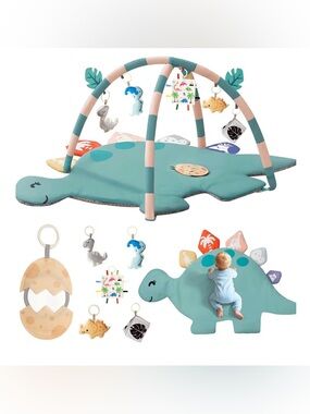 Lavilefora Baby Dino Play Mat Activity Gym - Teal Green 59”